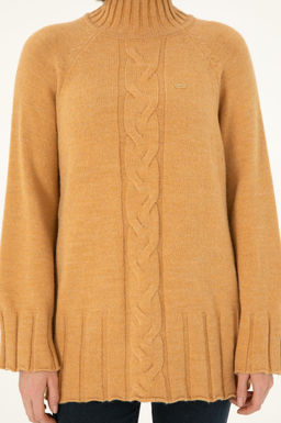 Женская водолазка светло-коричневого цвета меланжевого цвета Неожиданная скидка в корзине - U.s. polo assn фото 6