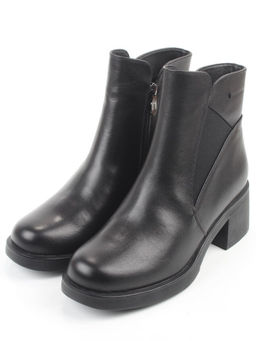 01-M43-6 BLACK Ботинки демисезонные женские (натуральная кожа, байка)