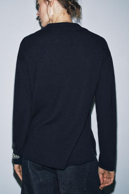 OVERSIZED EXTRA SOFT 100% WOOL POLO CARDIGAN - Zara фото 5