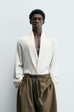LIMITED EDITION FLOWING SHAWL COLLAR SHIRT - Zara фото 10