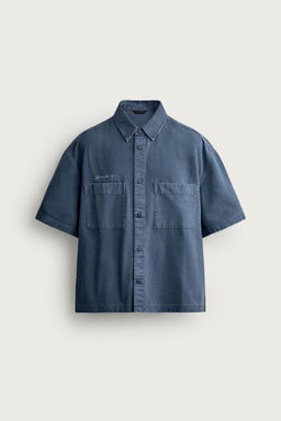CAMISA RELAXED FIT COMBINADA / Azul - Zara фото 5