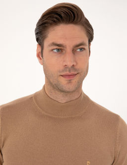 Camel Slim Fit Yar_m Bal_k__ Yaka Basic Triko Kazak - Pierre cardin фото 2