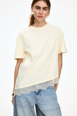 Camiseta con bajo asim?trico de encaje - H&m фото 6