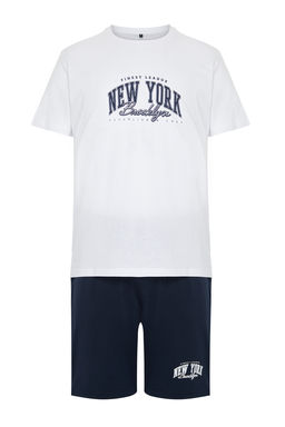 TRENDYOL MAN Lacivert Bask?l? Regular Fit Orme Sortlu Pijama Tak?m? TMNSS24PT00012 - Trendyolmilla фото 8