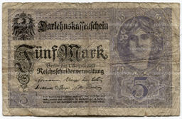 Банкнота 5 марок 1917 года Германия