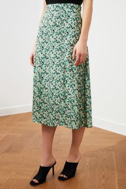 TRENDYOLMILLA Siyah Y?rtmac Detayl? Cicek Desenli Viskon Kumasl? Midi Dokuma Etek TWOSS20ET0230 фото 14