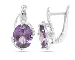 Серьги из серебра синт.александрит, СПН4-2-192