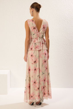 TRENDYOLMILLA Cok Renkli Astarl? Sifon Dokuma Maxi S?k Abiye Elbise TPRSS25AE00041  фото 5