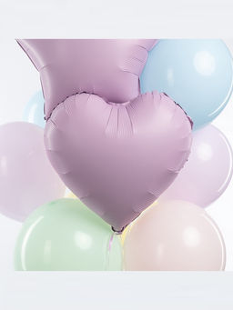 Цена за 2 шт. Воздушный шар фольгированный 18" «Сердце», сиреневый сатин, набор 5 шт.