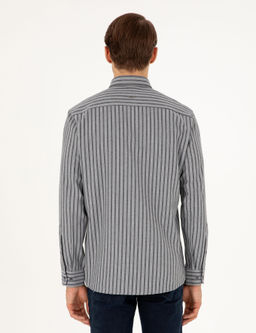 Gri Regular Fit _izgili Uzun Kollu G_mlek - Pierre cardin фото 5