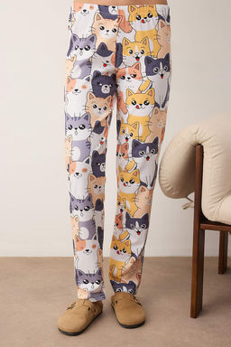 Antrasit Kedi Desenli Pamuklu Likral? Yumusak Tuse Orme Pijama Tak?m? THMAW26PT00167 - Trendyolmilla фото 6