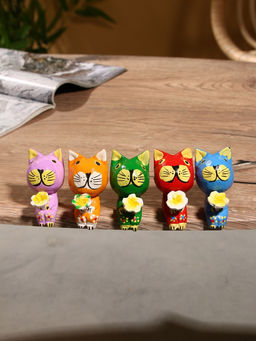 Сувенир интерьерный «Кошечки», набор 5 шт., дерево