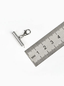 Цена за 2 шт. Концевик для браслета из бисера (пара) 20 мм, с цепочкой удлинителем, цвет серебро