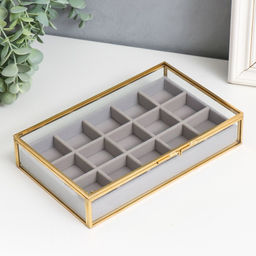 Шкатулка стекло с металлическим каркасом Модница с делениями 22х13,5х4,5 см