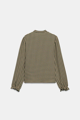 GINGHAM BLOUSE WITH RUFFLES - Zara фото 7