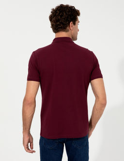 Темно-красная приталенная футболка - Cacharel фото 5