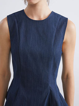 Bisiklet Yaka Peplum Jean Bluz