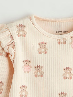 Bisiklet Yaka Ay?c?k Desenli K?z Bebek Ti??rt