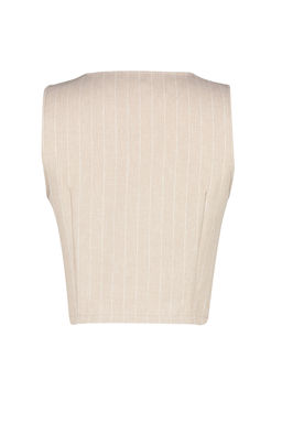 Trendyolmilla Bej Cizgili Dugmeli Crop Dokuma Bluz TWOSS24BZ00173  фото 9