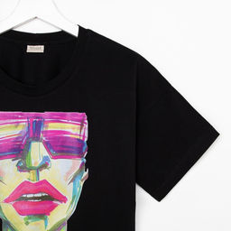 Футболка женская MINAKU Girl, чёрная, размер 48