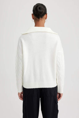 Свитер оверсайз с воротником-молнией - Defacto фото 5