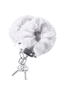 Наручники TOYFA Theatre, меховые, белые, 28 см.  фото 2