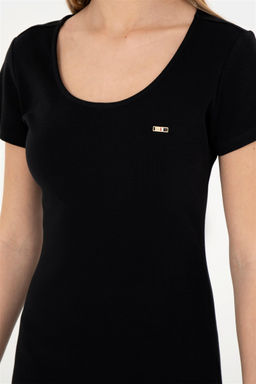 Женское черное трикотажное платье - U.s. polo assn фото 7