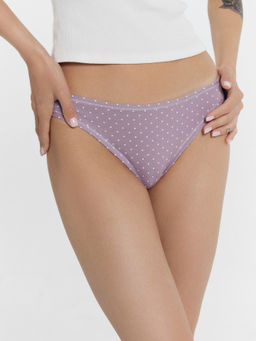 Цена за 2 штуки! Трусы женские слипы фиолетовые в горошек горошек на морском тумане 412621 - Mark formelle фото 2
