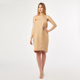 Полотенце вафельное для бани «Экономь и Я» (парео женское), 80×144 см, цвет бежевый