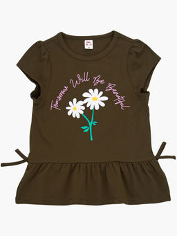Футболка с принтом для девочки UD 7568 хаки - Mini maxi фото 2