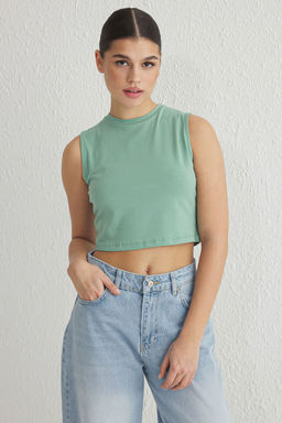 TRENDYOLMILLA Siyah-Beyaz 2li Paket Kolsuz Crop Pamuklu Esnek Orme Atlet TWOSS23AL00010 фото 8