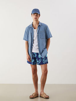 K?sa Boy Desenli Erkek Deniz ?ortu