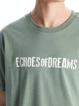 Bisiklet Yaka K?sa Kollu Bask?l? Penye Erkek Ti??rt