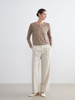 Bisiklet Yaka Desenli Bluz