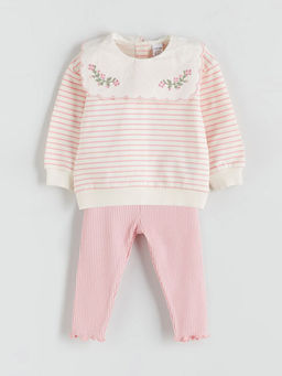 Bebe Yaka K?z Bebek Sweatshirt ve Tayt