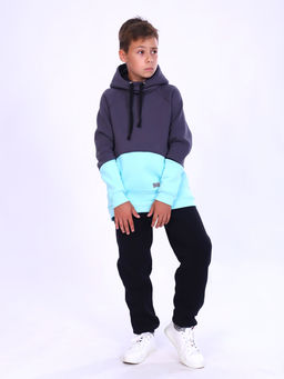 Толстовка "Колор" серый-бирюза