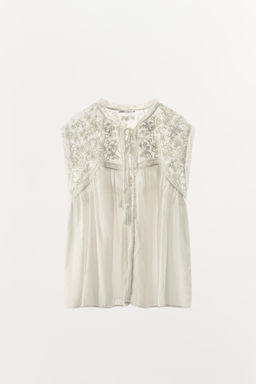 LIMITED EDITION LACE EMBROIDERED TOP - Zara фото 12