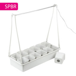 ULT-P34N-10W/SPBR IP65 WHITE 12 Набор Минисад, светильник для растений светодиодный с подставкой. Спектр для рассады и досвечивания в период роста. 12 кашпо в/к, белые. TM ФитоЛето