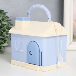 Копилка для денег с замком и ключом «Домик в нежных тонах», наклейки и декор для украшения, пластик, 14×10×13 см, МИКС