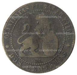 Монета 2 сентимо 1870 года Испания