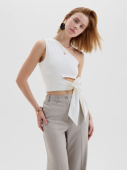 Топ с завязкой на талии женский MINAKU : Casual Collection, белый, размер 44