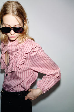 STRIPED SHIRT WITH RUFFLES - Zara фото 3