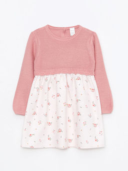 Bisiklet Yaka Uzun Kollu Pamuklu K?z Bebek Elbise