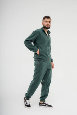517 Костюм мужской на молнии, флис, темно-зеленый - Knitka wear фото 4