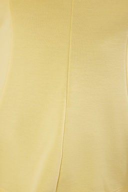 Sar? Kal?n Ask?l? Havuz Yaka Belden Oturmal? Peplum Orme Bluz TWOSS25BZ00526