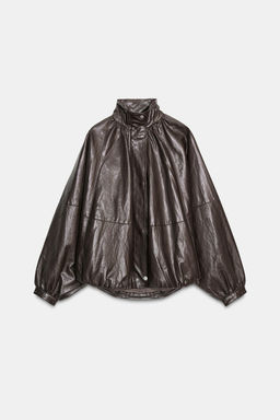 ZW COLLECTION LEATHER EFFECT BOMBER JACKET