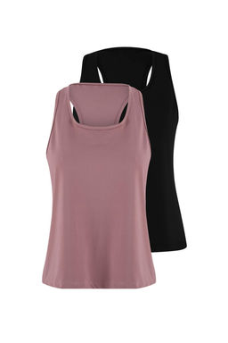 Siyah-Gul Kurusu 2li Micro Kumas Orme Spor T-Shirt THMSS26TS00001