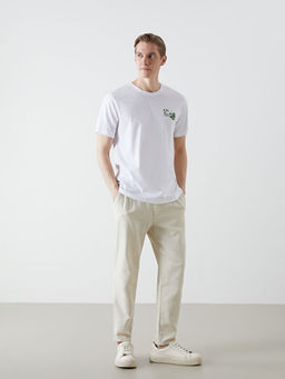 Bisiklet Yaka K?sa Kollu Bask?l? Penye Erkek Ti??rt