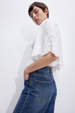 Blusa cropped con bordado ingles - H&m фото 2