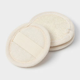 Мочалки для лица Доляна, 3 шт., сизаль, люффа, бежевые